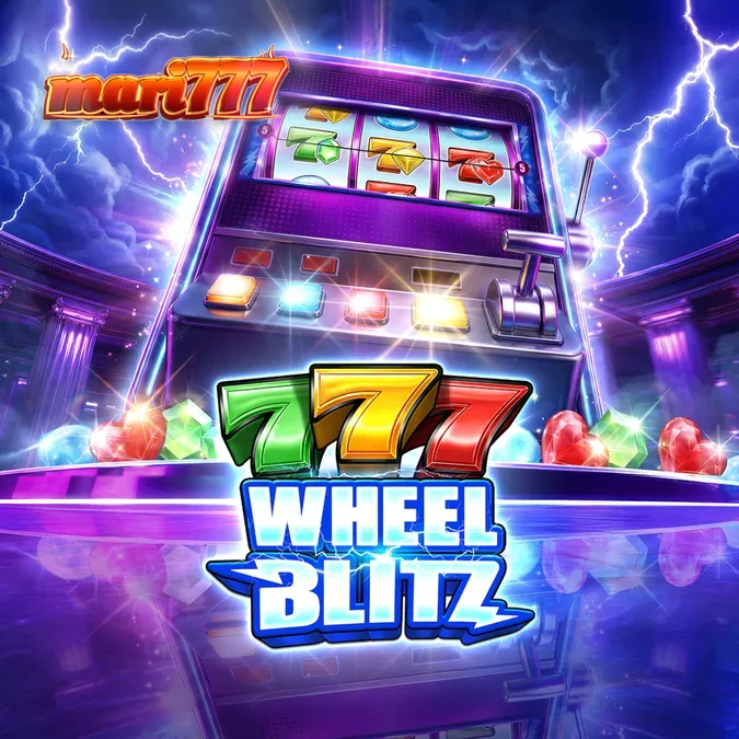 Tampilan antarmuka seluler 777 Wheel Blitz dengan desain grid 3x3 yang bersih.